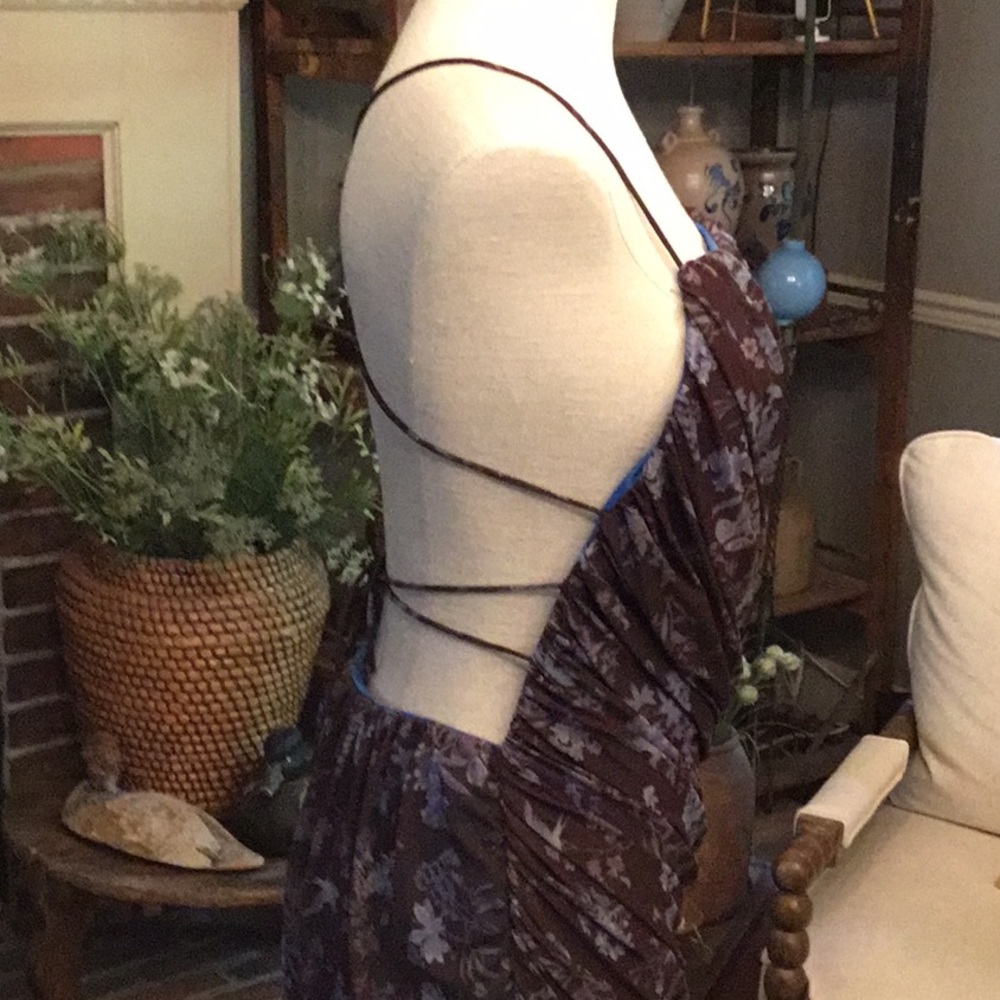 NWT Anthropologie Let Me BeFloral Ruched Spaghetti-Strap Midi Dress